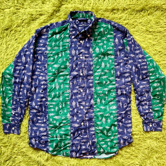 Nautica Other - Vintage Nautica Striped Colorblock Button Up Shirt